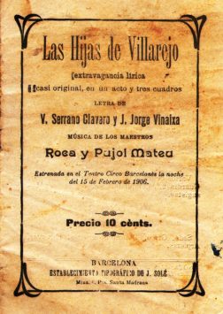 VSC - Las Hijas de Villarejo (Zarzuela) Libreto impreso 1906 (portada).jpg